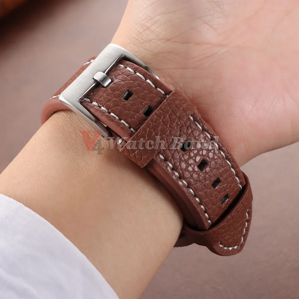 18mm 20mm 22mm 24mm Echtes Kalbsleder Uhrenarmbänder Universelles Braunes Armband für Herren und Damen Ersatz-Uhrenarmbänder mit Metallschnalle – Detail 12
