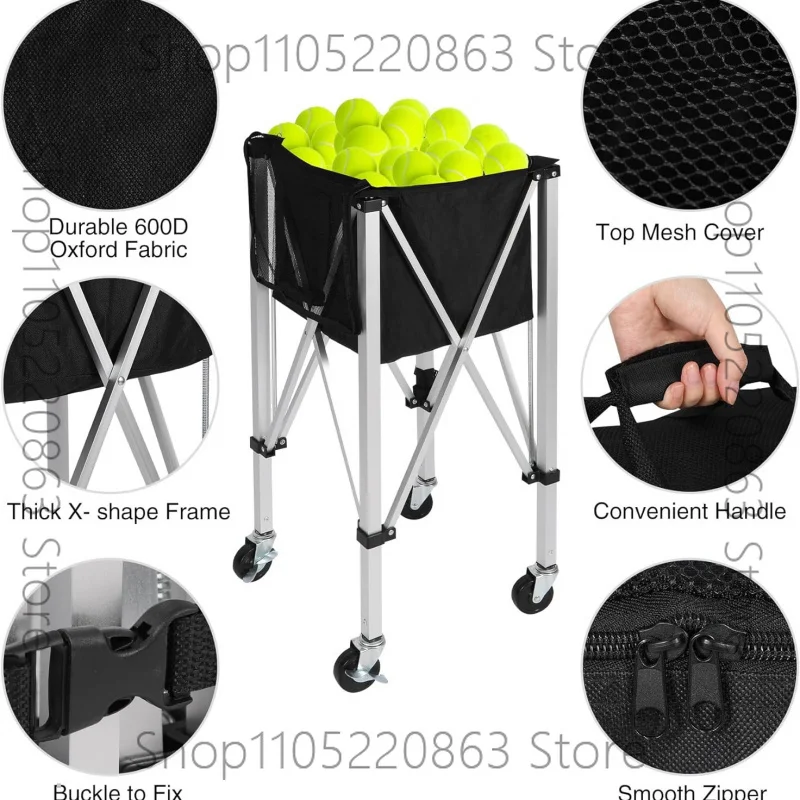 Portable foldable aluminum alloy tennis cart without a base, dedicated tennis frame foldable tennis ball pickup cart