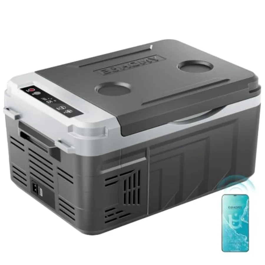 Portable Car Fridge For Outdoor Use, Aluminum Alloy Body, Black Color, App Control And 12QT Capacity
