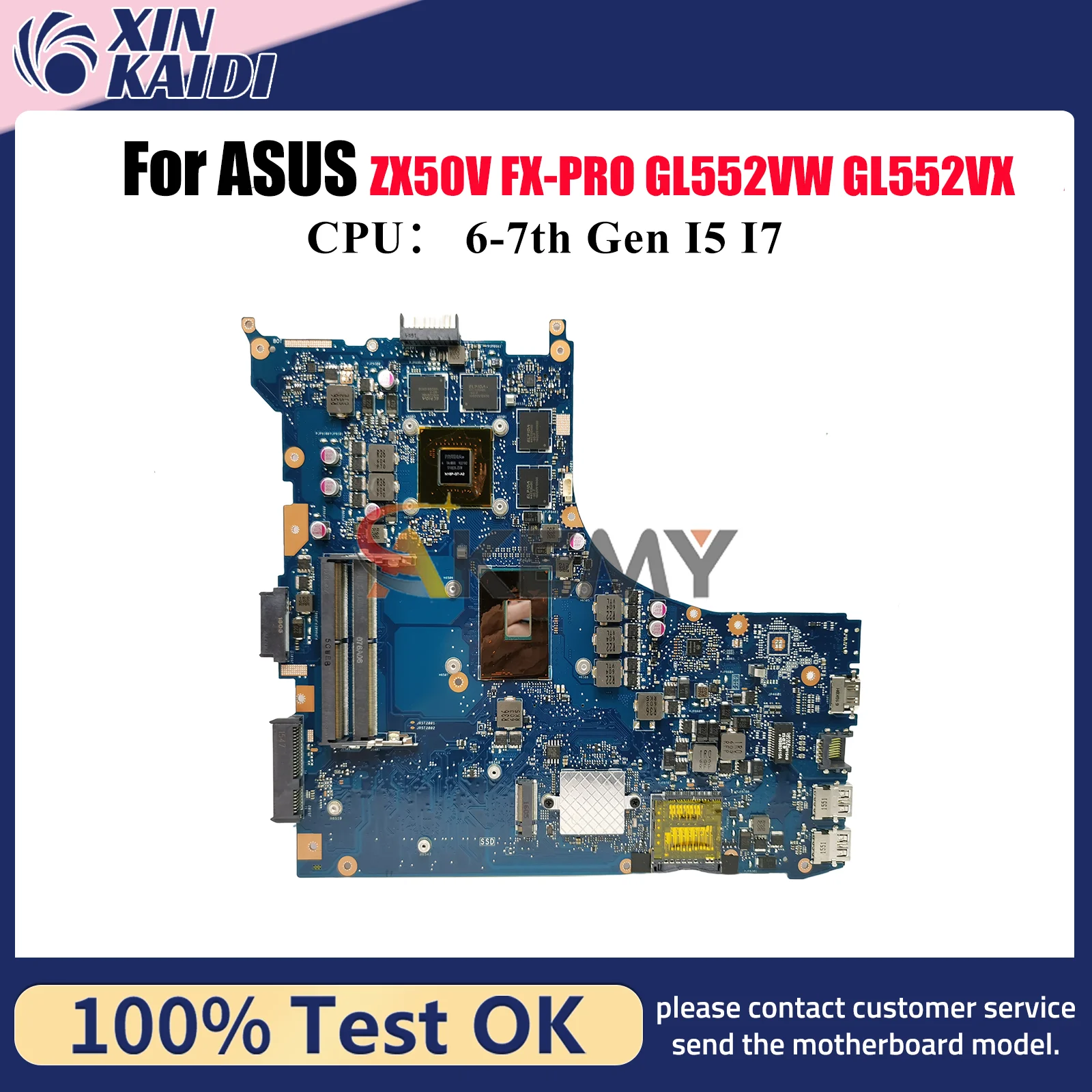 

GL552VX Laptop Motherboard For ASUS ROG GL552VX FX-PRO ZX50V GL552V GL552VXK Notebook Mainboard With I5 I7 CPU 100% tests OK stk