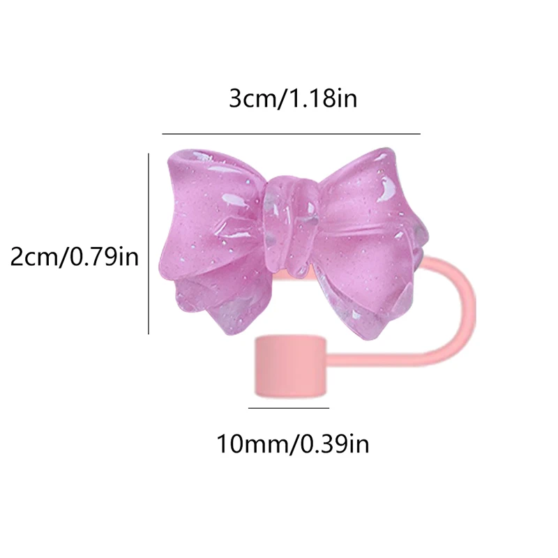 1PC Cute Bow 10mm Straw Cap Covers Silicone Straw Cap Creative Reusable Dust-Proof Straw Tip Protection Cup Accessories