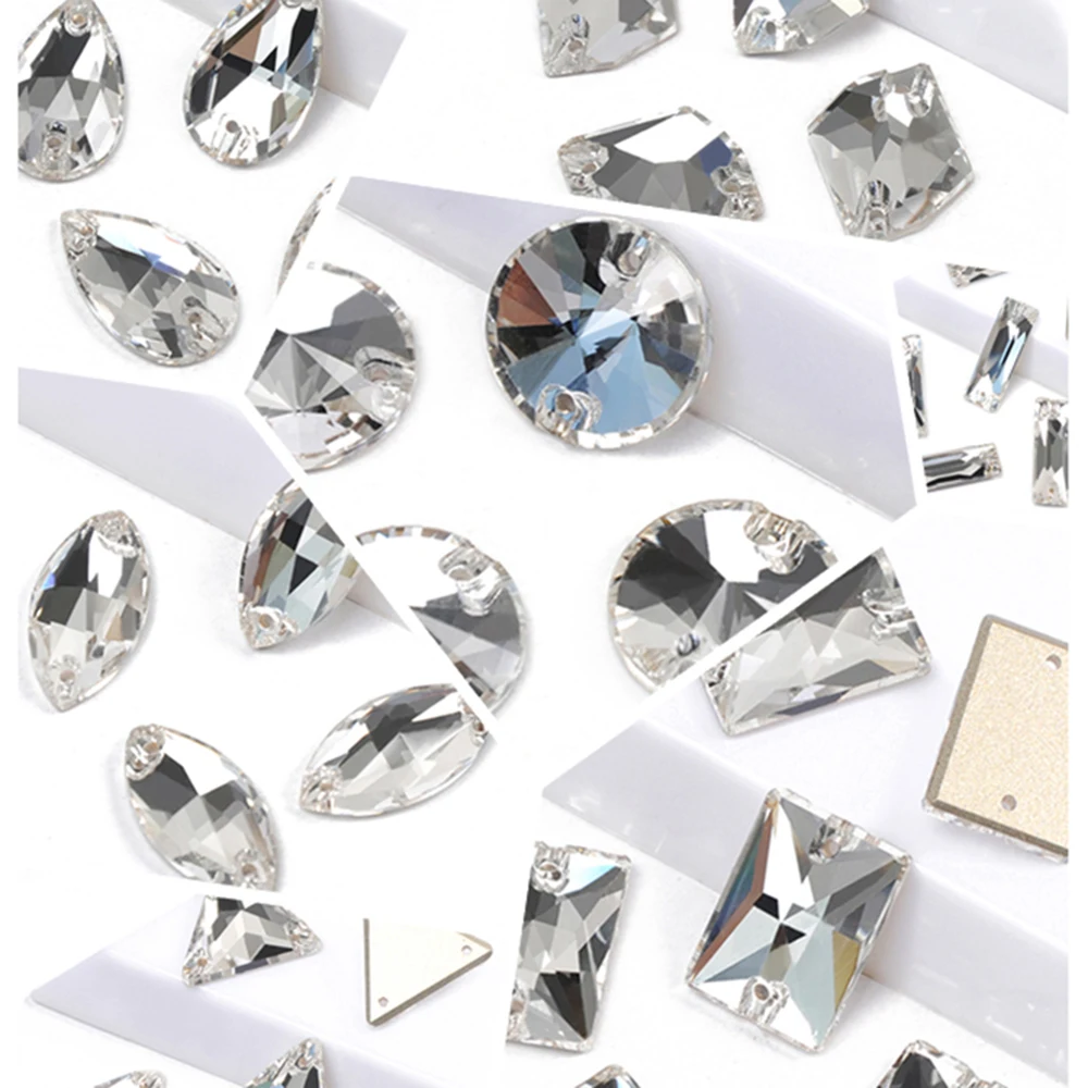 YANRUO Alle Größen, gemischte klare Kristalle, Glas-Strasssteine, runde Tropfensteine, Edelsteine, genähte Kleidungsdekoration – Detail 2