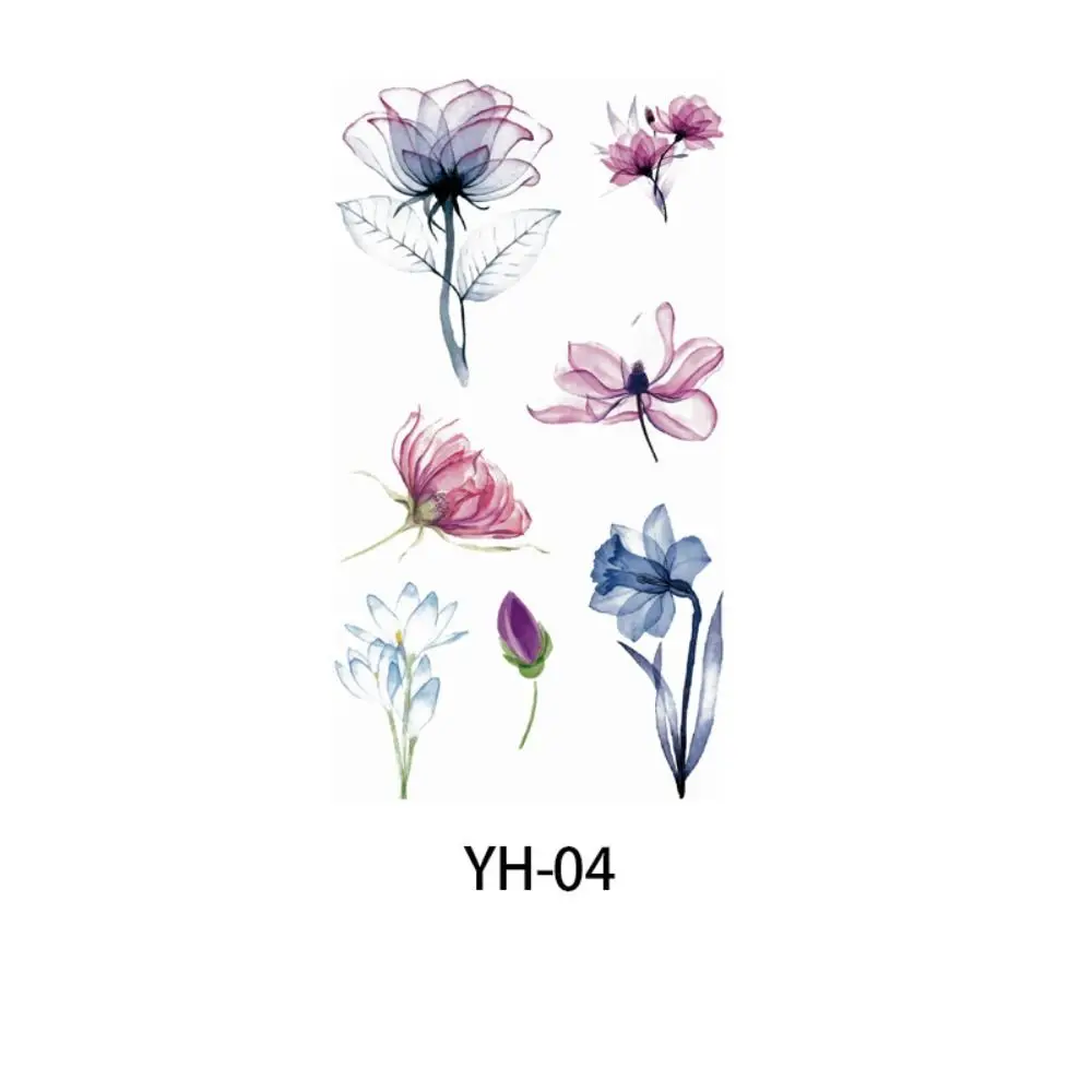 Disposable Watercolor Cherry Blossom Tattoo Sticker Waterproof Small Fresh Temporary Tattoo Sticker Coloured Drawing Anti Sweat