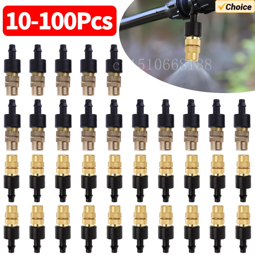 10-100Pcs Adjustable Copper Mist Nozzle Garden Sprayer Nozzle Greenhouse Lawn Water Sprinkler Outdoor Garden Equipment