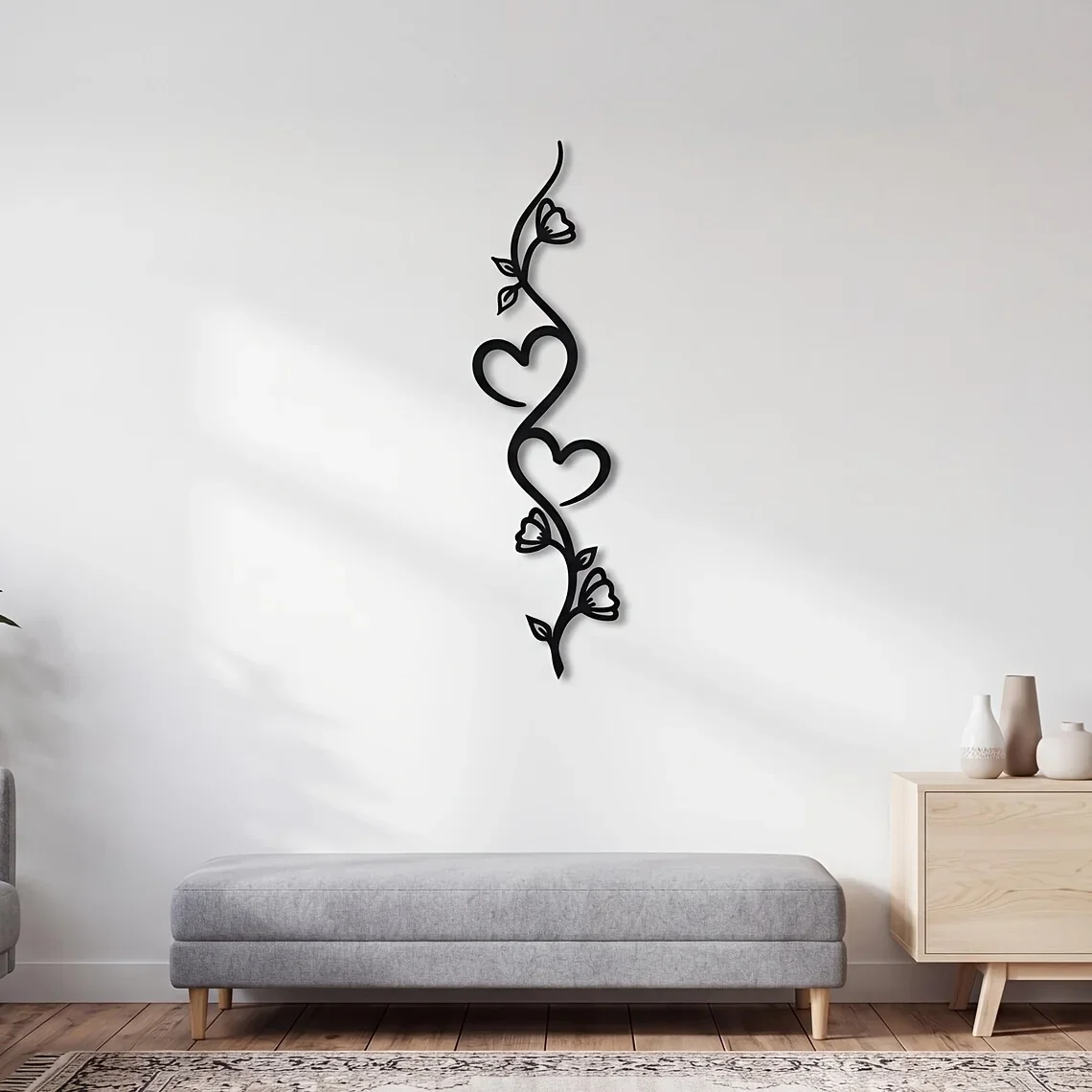CIFBUY Floral Vine Intertwined Heart Iron Wall Art Sign Rust Proof Waterproof Indoor Outdoor Decor For Garden Patio Home Yard Fe