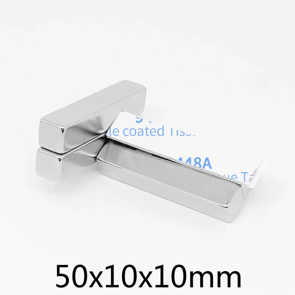 

1/2/5/10PCS 50x10x10mm Block Strong Powerful Magnets Two Side With 3M Tape 50*10*10 Quadrate Permanent Neodymium Magnet 50x10x10