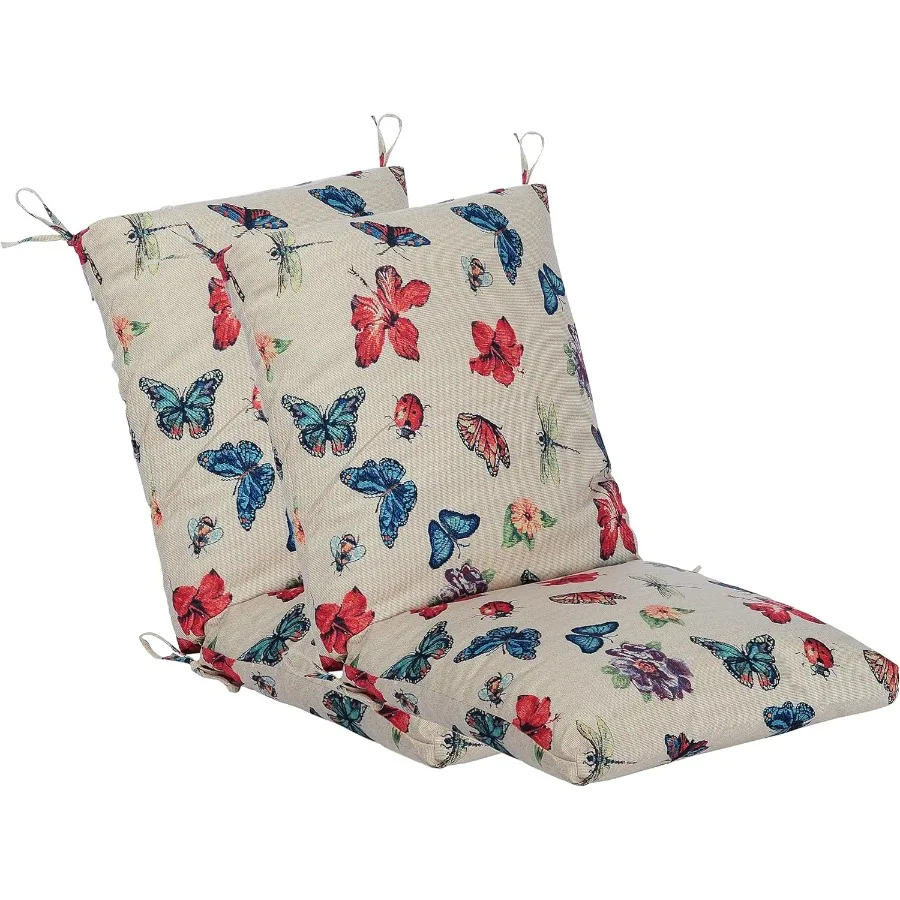 

Set of 2 Outdoor Dining Chair Cushions Patio Seating Cushions 38x18x4.5 inch for Garden Patio Furniture Butterfly