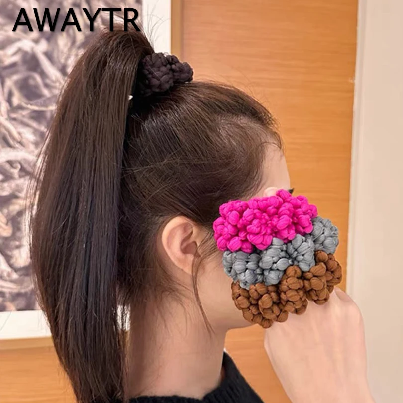 Women Elegant Solid Flods Plush Soft Elastic Hair Bands Ponytail Hold Hair Tie Scrunchie Rubber Band Fashion Hair Accessories