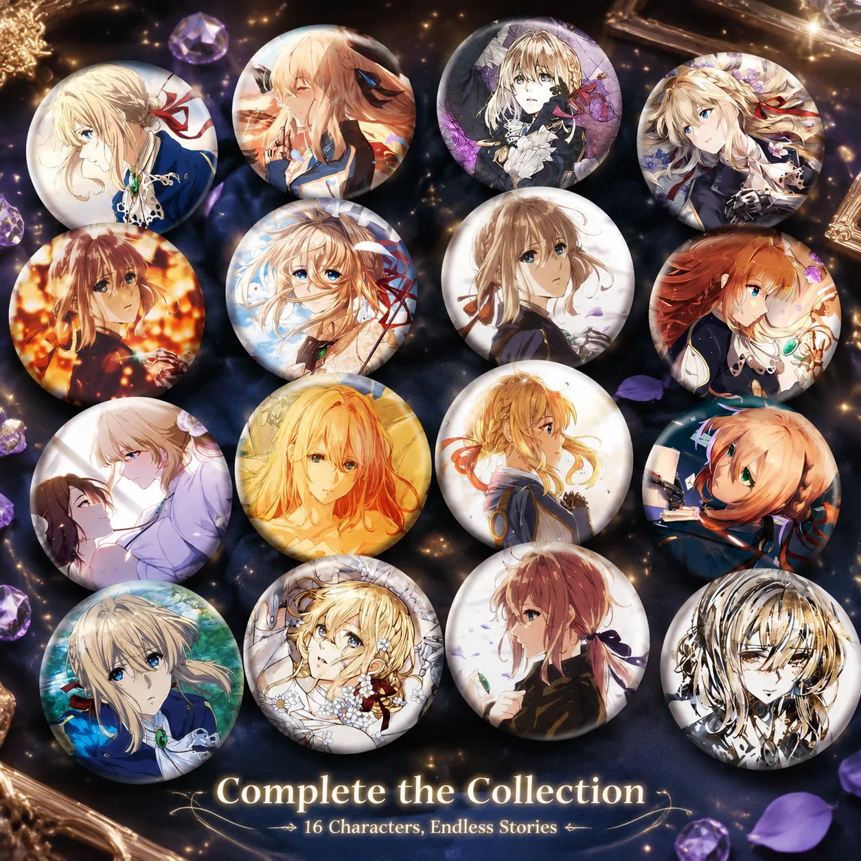 Pin de Esmalte Oficial de Violet Evergarden, Broche de Anime 2D, Mercancía ACG Coleccionable, Regalo (No es un Póster ni Adorno Colgante)