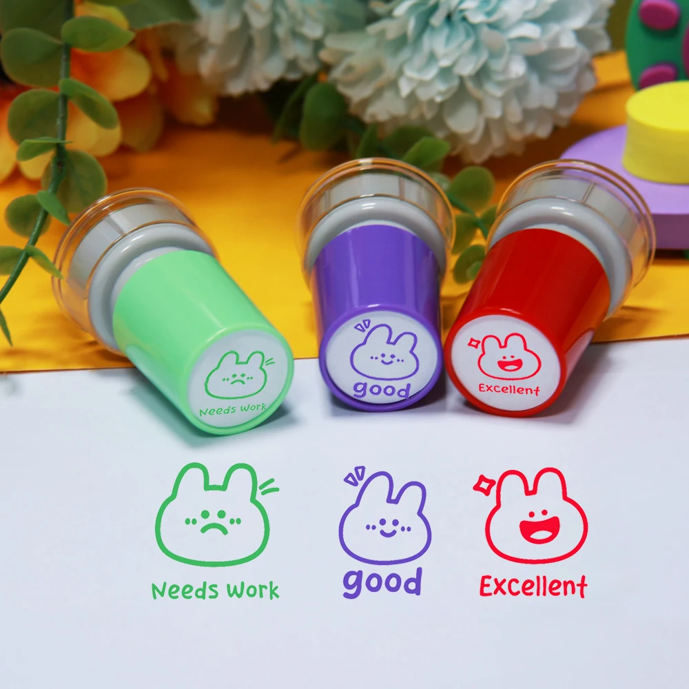 3 Rabbit Evaluation Stamps Teaching Feedback Correcting Homework Needs Work/Good/Excellent