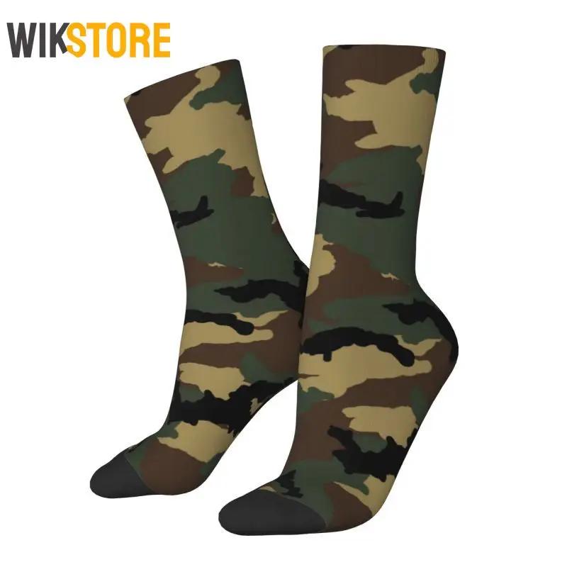 Original Woodland Camo uomo donna moda Crew Socks Funny Military Army Camouflage primavera estate autunno inverno Crazy Dress Socks