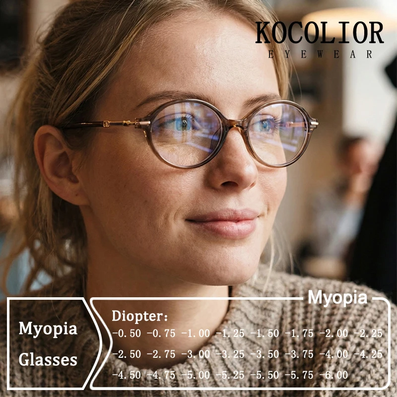 

Fashion Design New Retro Ellipse Small Frame Myopia Glasses Prescription Photochromic Anti Blue Light Women Astigmatism Eyewear