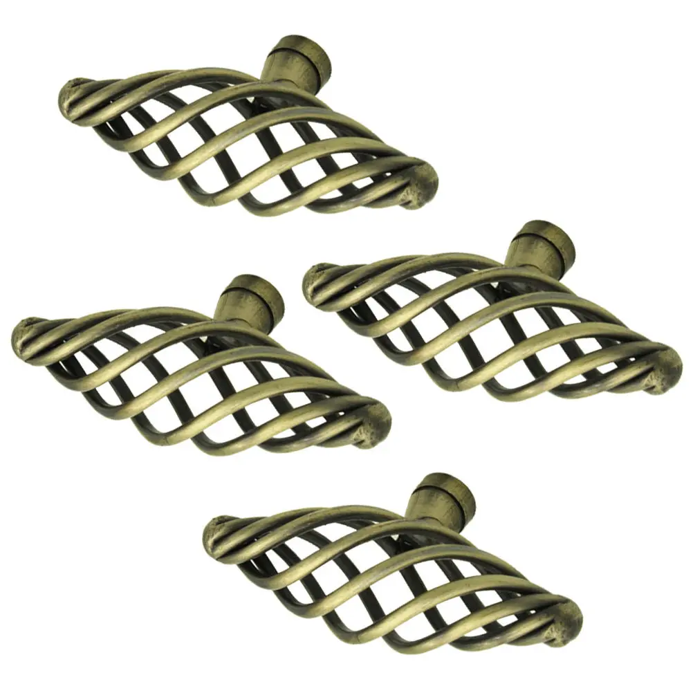 4Pcs Alloy Door Pull Knobs Bird Cage Inspired Nordic Design for Cabinet Drawer Wardrobe Cupboard Chest Bookcase Glass Door