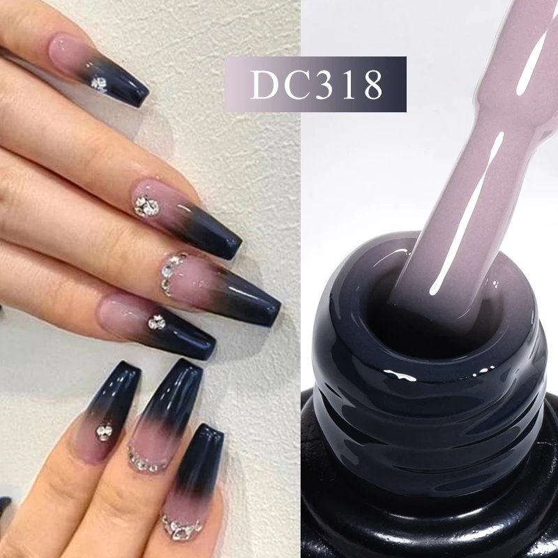 

Mtssii Color Changing Auroras Thermal Rubber Base Gel Nail Polish Nude Purple Glitter Sparking Long Lasting Art Varnish