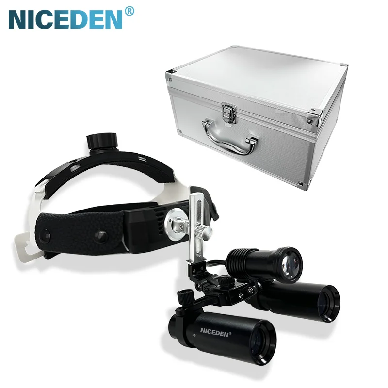 NICEDEN Clarity Max den  tal 6X Headlight Headband Binocular Loupes Magnifying Glasses Loupes for den  tal Surgery