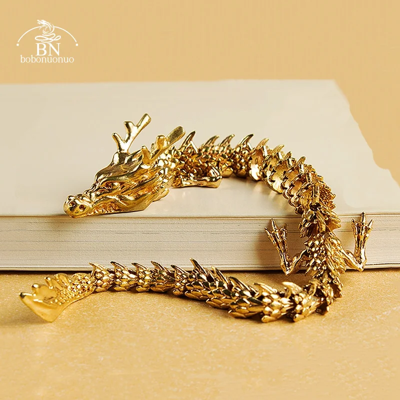 22.5cm 60g 3D Dragon Statue Ornament Moveable Body Joints Exhibition Hall Advanced Decoration Zodiac Animal Brass Crafts