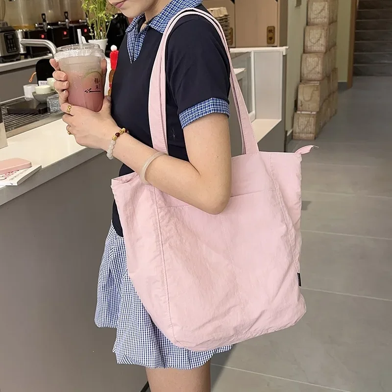 casual, single shoulder cloth bag, female student's class handbag, niche commuting tote bag, large bag