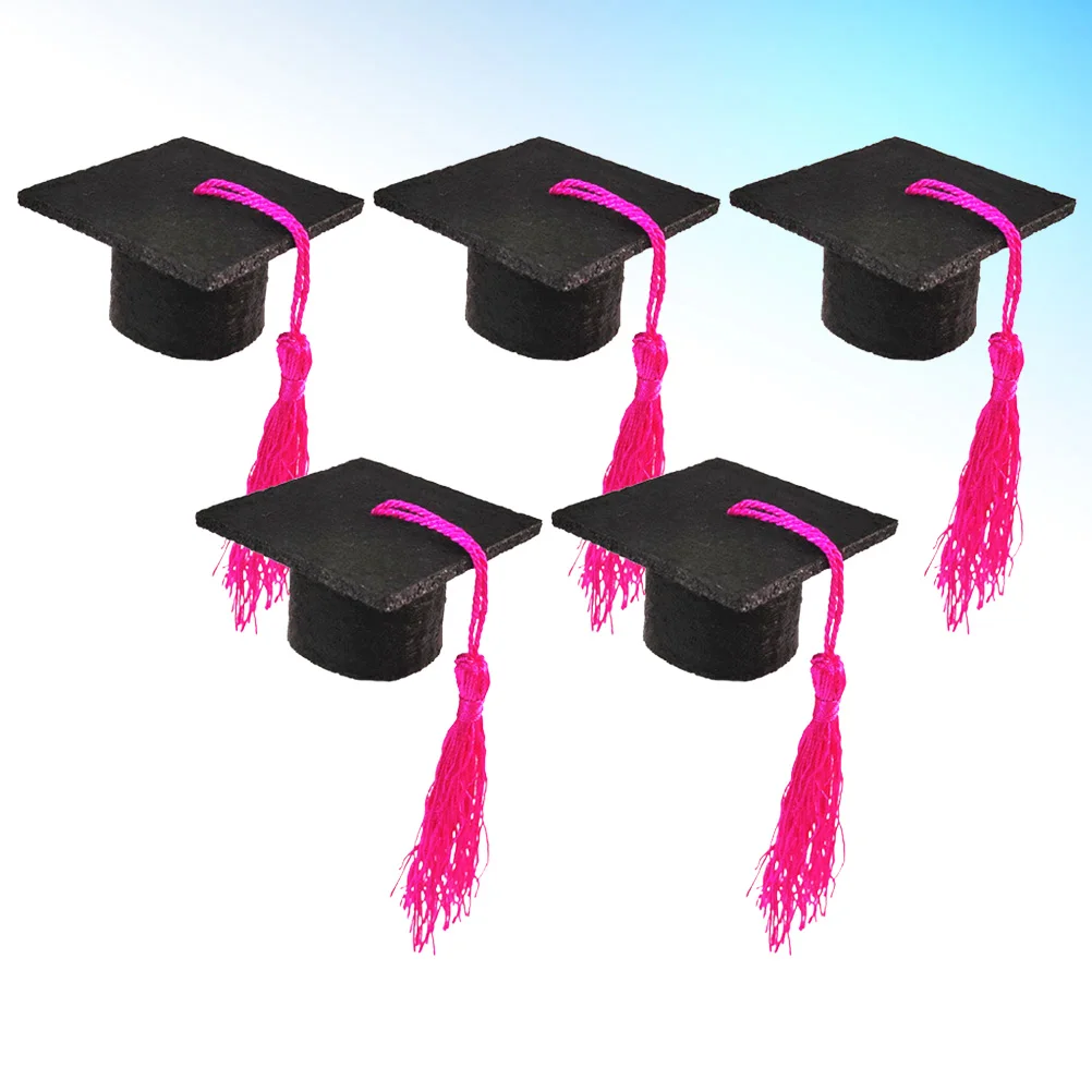 

5 Pcs Doctor Hat Decoration Mini Graduation Caps Decorations Paper Cup Bottle Tassel Season Bulk Ornaments