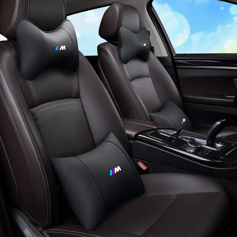 2 Stück Leder-Autositz-Nackenkissen Memory-Schaum Kopfstütze für BMW M E39 E46 E90 E60 F10 F11 F20 F30 F34 M1 M2 M3 Auto-Zubehör