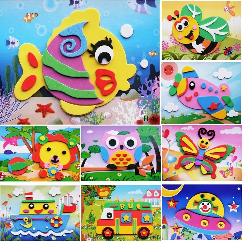 20Pcs Kids DIY 3D EVA Foam Sticker Cartoon Animal Multi-patterns Styles Puzzles Game Art Craft Early Educational Toys