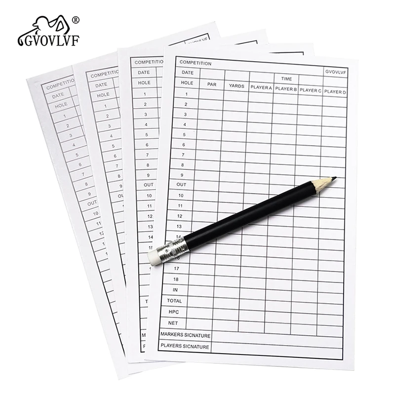 20pcs GVOVLVF Golf Scorecard Score Sheet Tracking Record Stat Card Double Sided Printed Golf Shot and Stat Tracking Scorecards