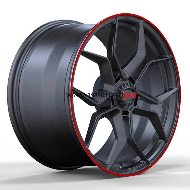 

21x9 22x12 Inch Satin Black Forged Racing Car Wheels with Red Lip and Center Lock for Porsche 991 992 GT3