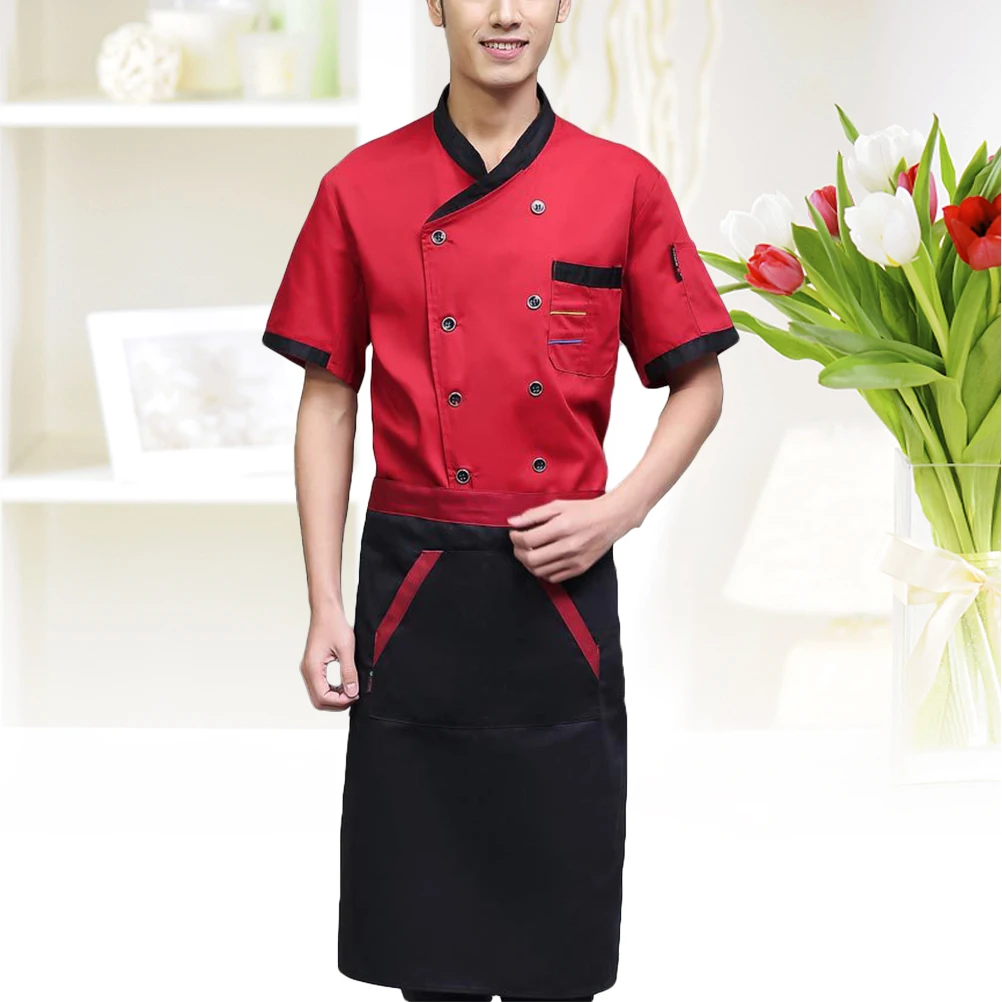 

Jacket Short Sleeve Unisex Breathable Wear-Resistant Oil-Proof Easy-Wash Kitchen Workwear For Restaurant Hotel