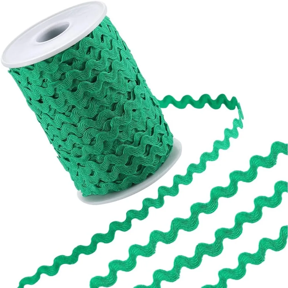 54.6Yds/50m RIC Rac Trim Ribbon Green Wave Bending Fringe Trim 0.2