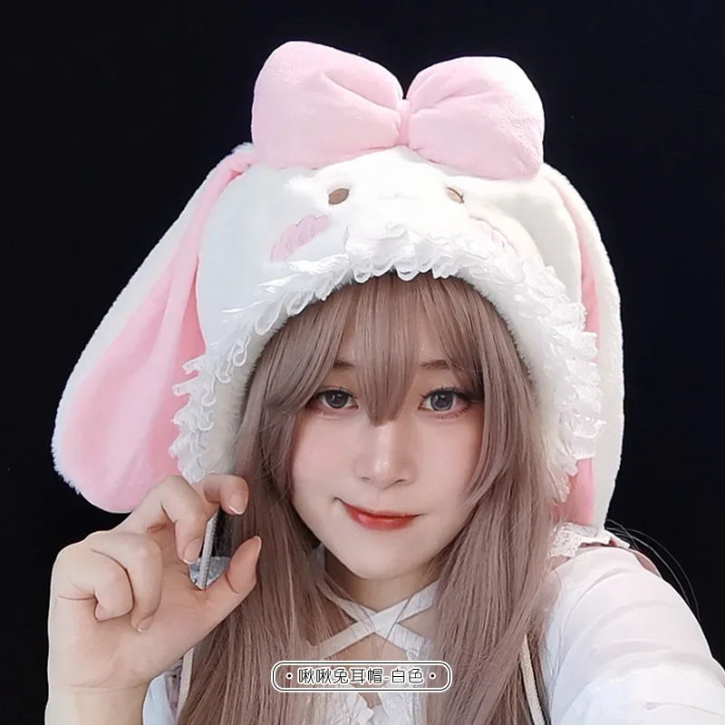 Anime Rabbit Ears Hat Anime Rabbit Ear Headband Cosplay Accessories JK Girl Halloween Party Cosplay Props Plush Hat Headwear