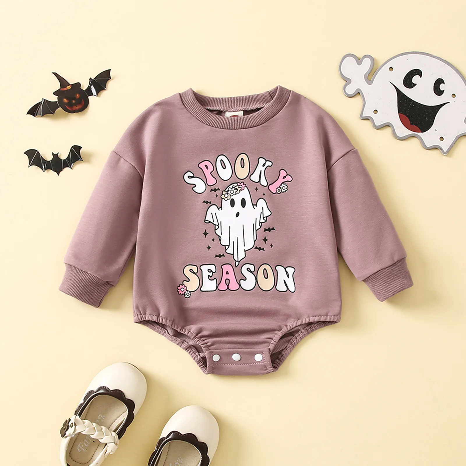 

Newborn Sweatshirts Romper Baby Infant Boys Girls Long Sleeve Halloween Cartoon Print Bodysuits Playsuits Casual Toddler Clothes