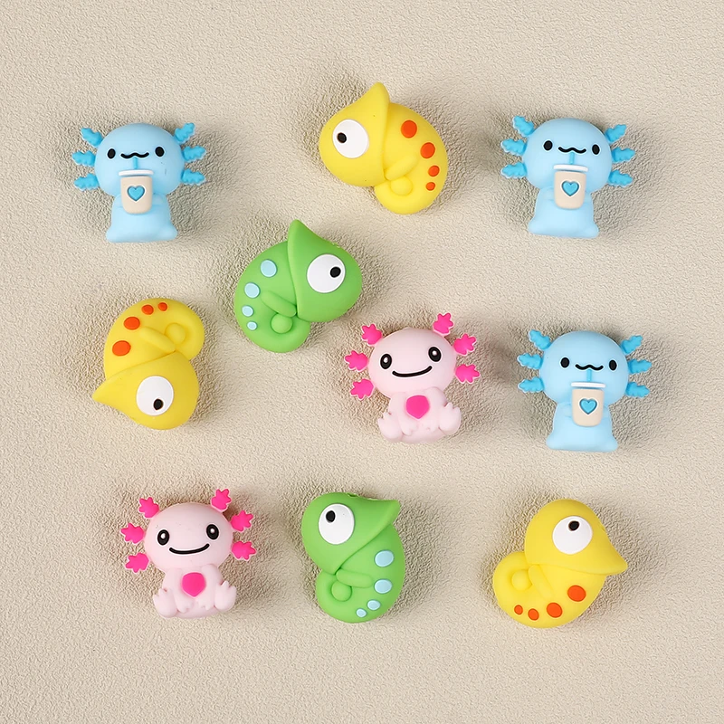 Anneau de dentition en Silicone, 4 pièces, perles de mise au point sans BPA, animaux 3D à croquer, bricolage, sucette de dentition pour bébé, chaîne, jouets, cadeau, produits pour bébé