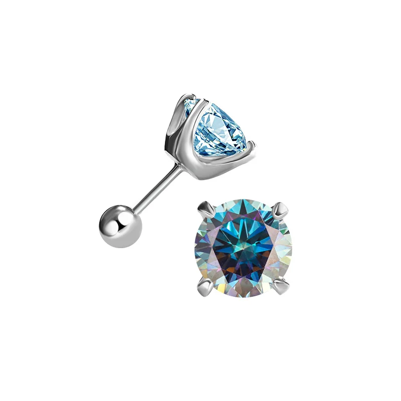 2026 Latest Model 925 Sterling Silver Shimmering Morganite 1-Carat Round Diamond Ear Stud
