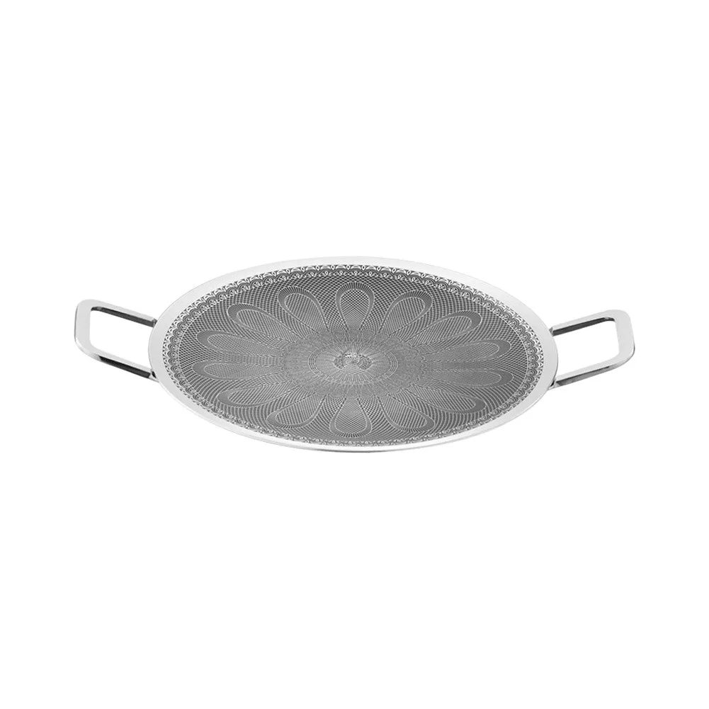 316 Stainless Steel Flat Grill Pan for For home Kitchen Outdoor BBQ 34/38cm Korean Style Griddle Plate Grey Color