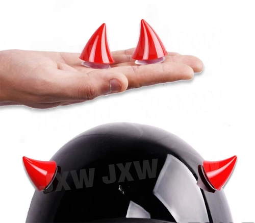 Imagen 2 del producto Casco de motocicleta para coche, accesorios de silicona con ventosa, decoración de Motocross, cuerno de Diablo, 2 piezas