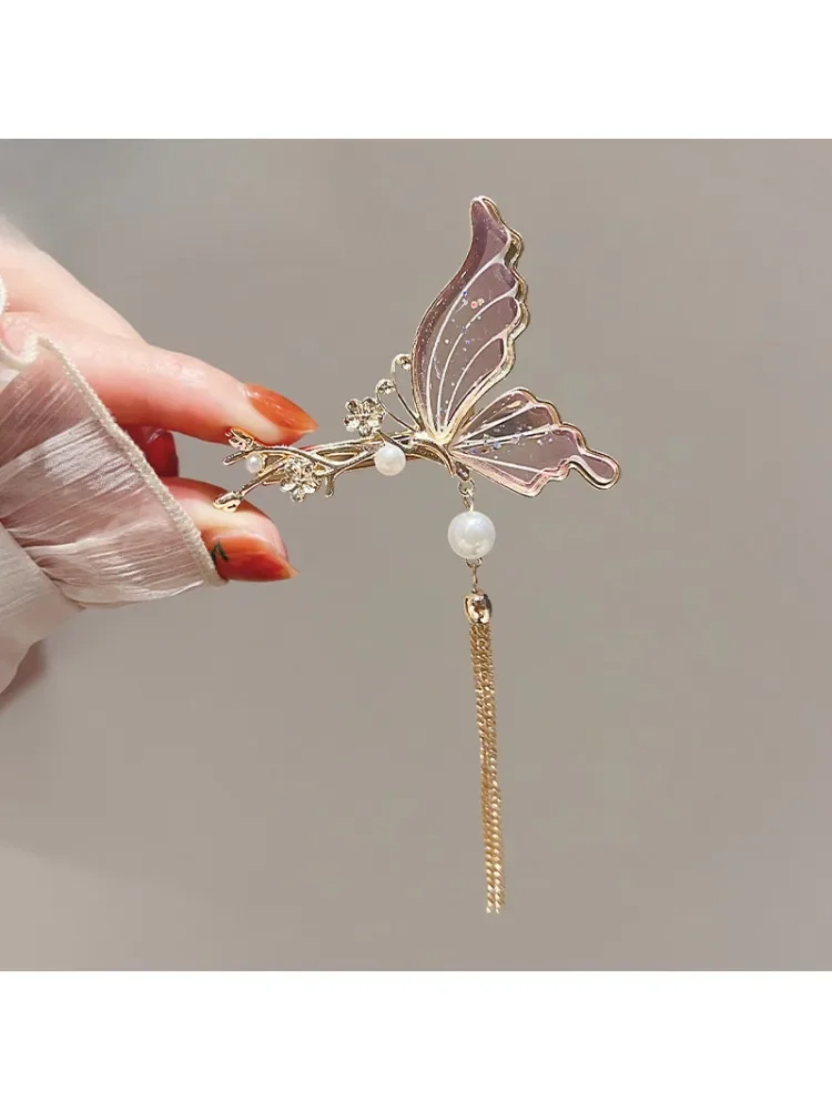 Épingle à cheveux chinoise pour femme, niche, peinture à l'encre, papillon, canard, clip pour billets, tempérament, frange latérale, nouvelle collection
