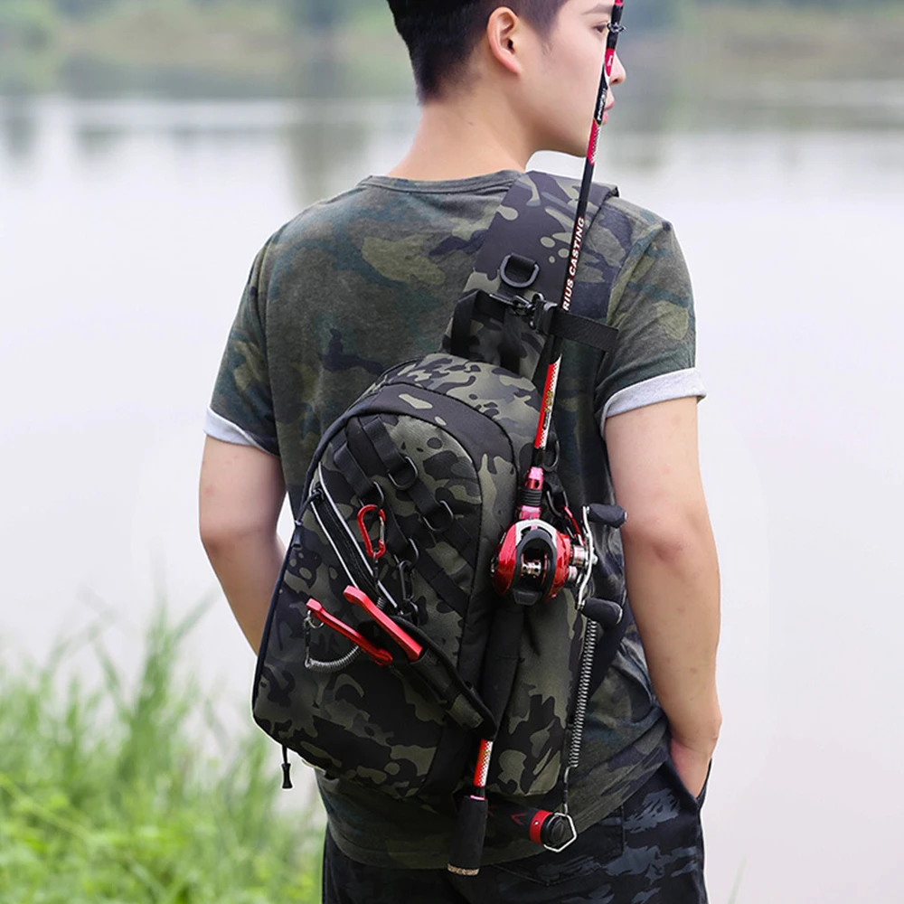 

Fishing Tackle Storage Bag Waterproof Fishing Sling Backpack Multifunctional Fishing Gear Bag Fishing Accessories Organizer