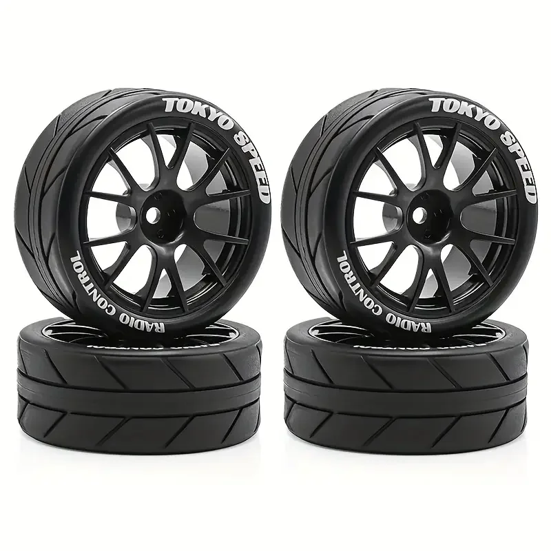4 Stück RC Auto Drift-Reifen und Radnaben Ferngesteuerte Rally-Teile für 1/10 Maßstab HSP Wltoys 144001 124018 124019 124017