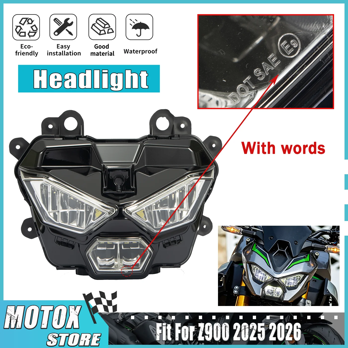 

Fit For KAWASAKI Z900 Z900SE 2025 - 2026 Z 900 SE ZR900 Motorcycle Headlight LED Headlamp Assembly