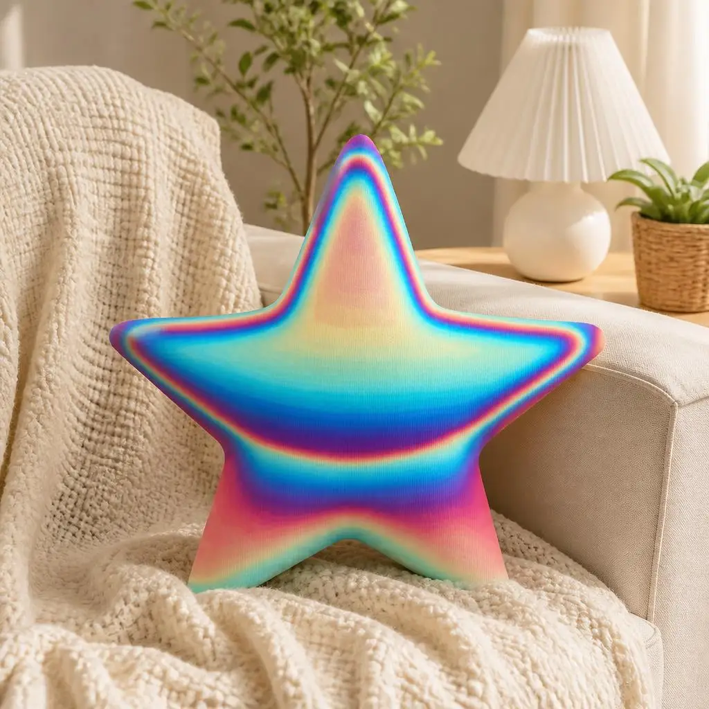 Holographic Star Plush Pillow Cushion Irregular Stuffed Throw Pillow Home Decor Gift Sofa Bed Couch