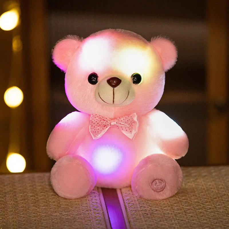 Ours en peluche lumineux LED Shoous, jouet animal en peluche créatif, arc lumineux coloré, cadeau de Noël, 20cm