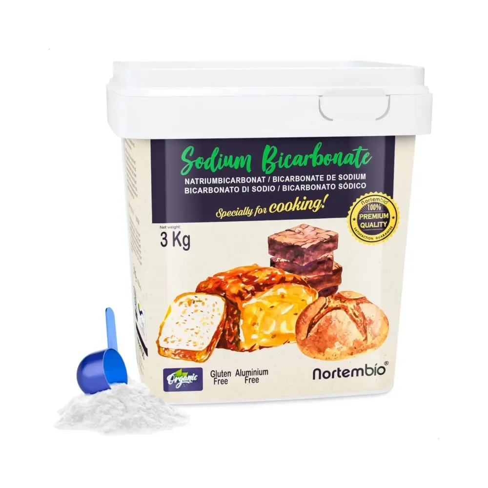 NORTEMBIO Bicarbonato de Sodio Alimenticio 100% Natural 3Kg | Apto para Veganos, Celíacos y Vegetarianos | E-Book Incluido