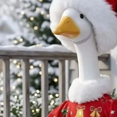 Christmas Goose Outfit Santa Hat Dress For 23 Inch White Porch Goose Statue Lawn Garden Holiday Decoration Accessories