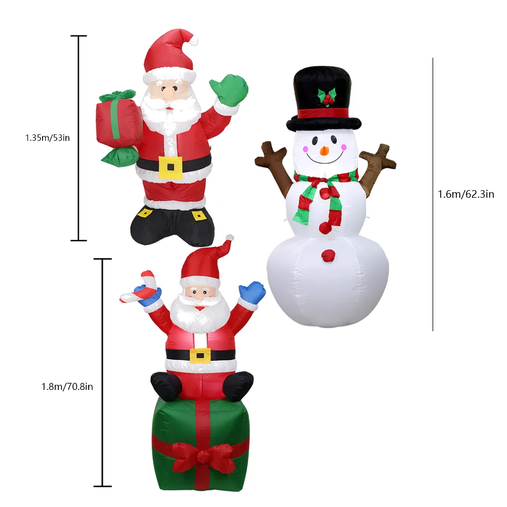 Inflatables Beach Snowman com LED, Decoração de Natal, Xmas Party, interior, exterior, pátio adereços, ornamento de brinquedo, 2024