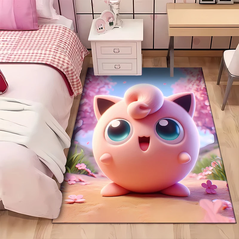 15 Sizes Pokemon Jigglypuff Pattern Rug for Bedroom Living Room Anime Carpets for Girl Room Floor Mat Home Decor Non-Slip Rug