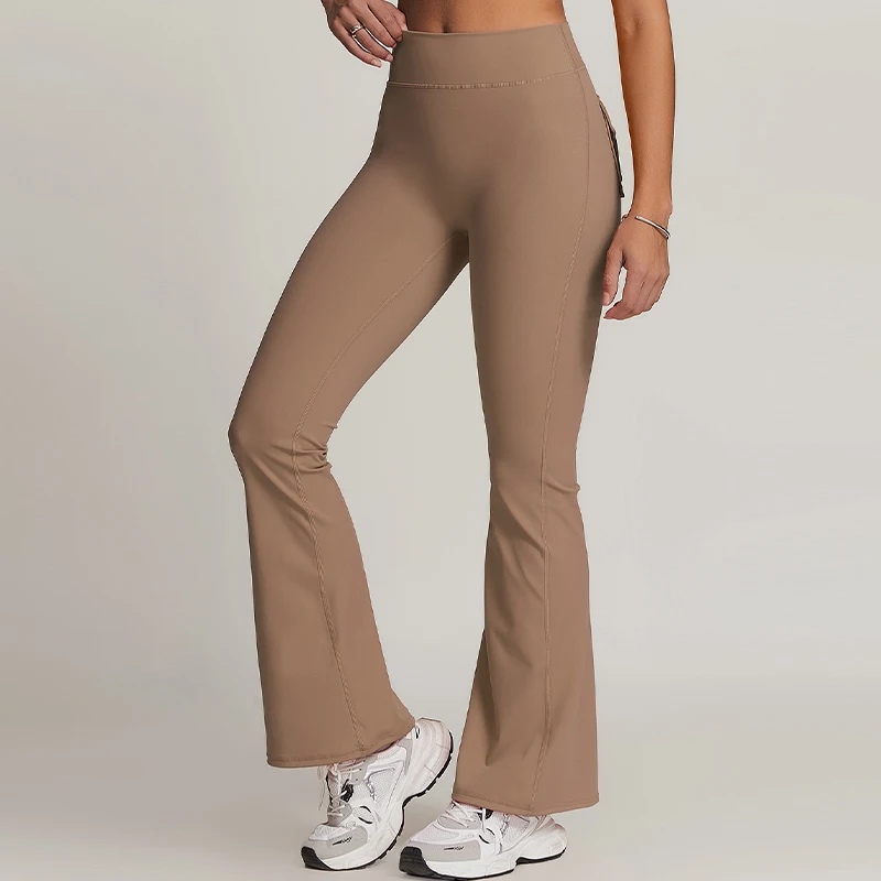 Hearuisavy pantaloni da Yoga con tasca larga Casual pantaloni svasati a vita alta Sexy pantaloni sportivi da Fitness da donna pantaloni da ballo