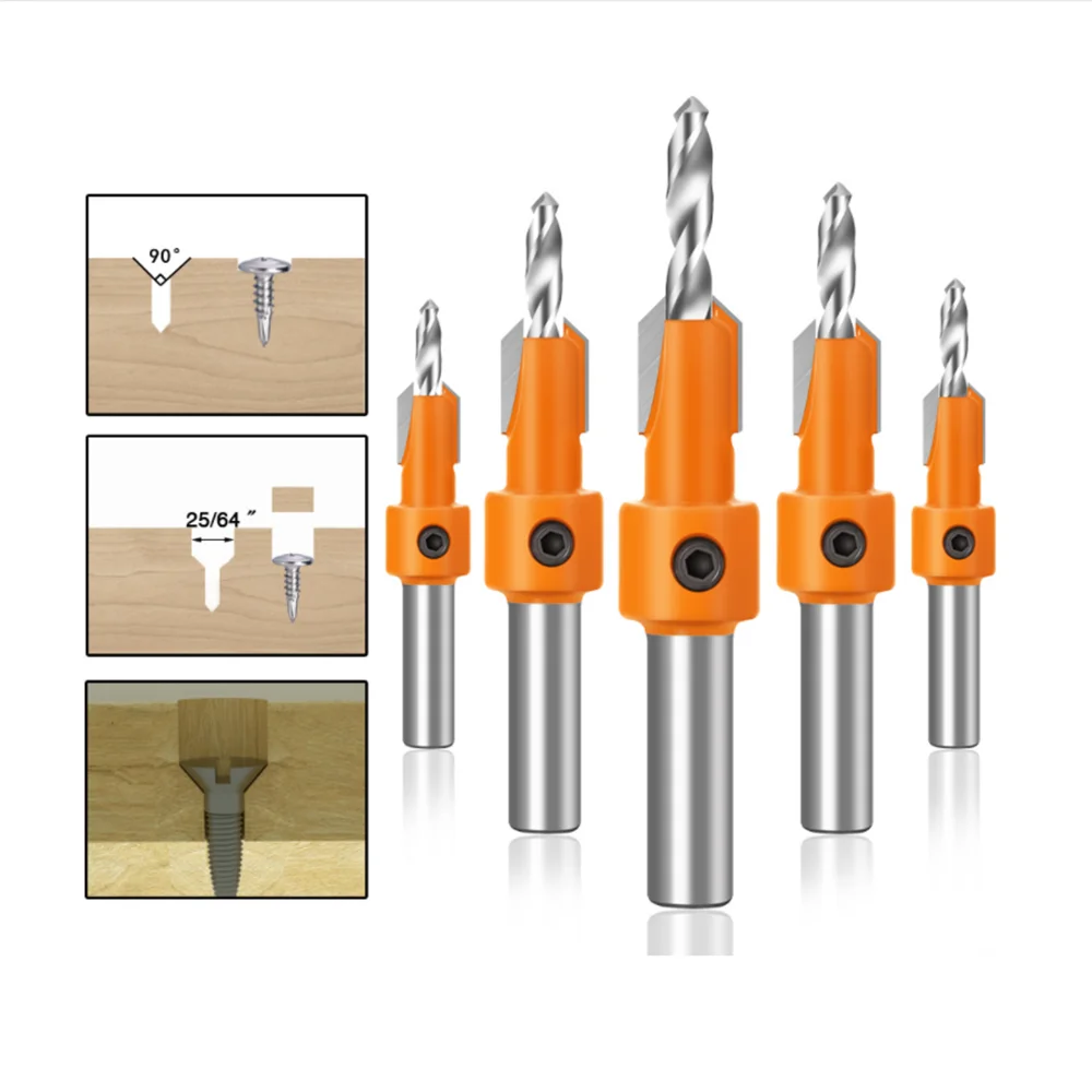 1PCS 8/10mm Shank HSS Woodworking Countersink Router Bit Screw Extractor Remon Demolition for Wood Milling Cutter