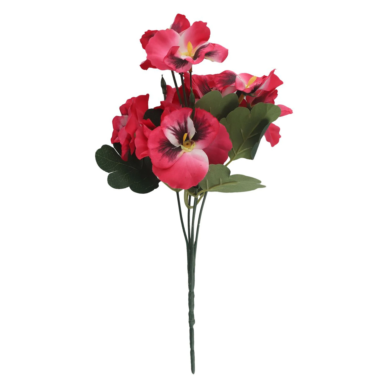 ملون لتزيين حفلات الزفاف باقة زهور صناعية بانسي مصنوعة يدويًا باللون الأحمر/البرتقالي/الأرجواني والوردي الأحمر #4