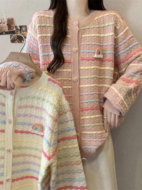 

plus Size Lazy Style Knitted Sweater Coat Women's Autumn Winter Loose Slimming Casual Knitwear Top for plus Size