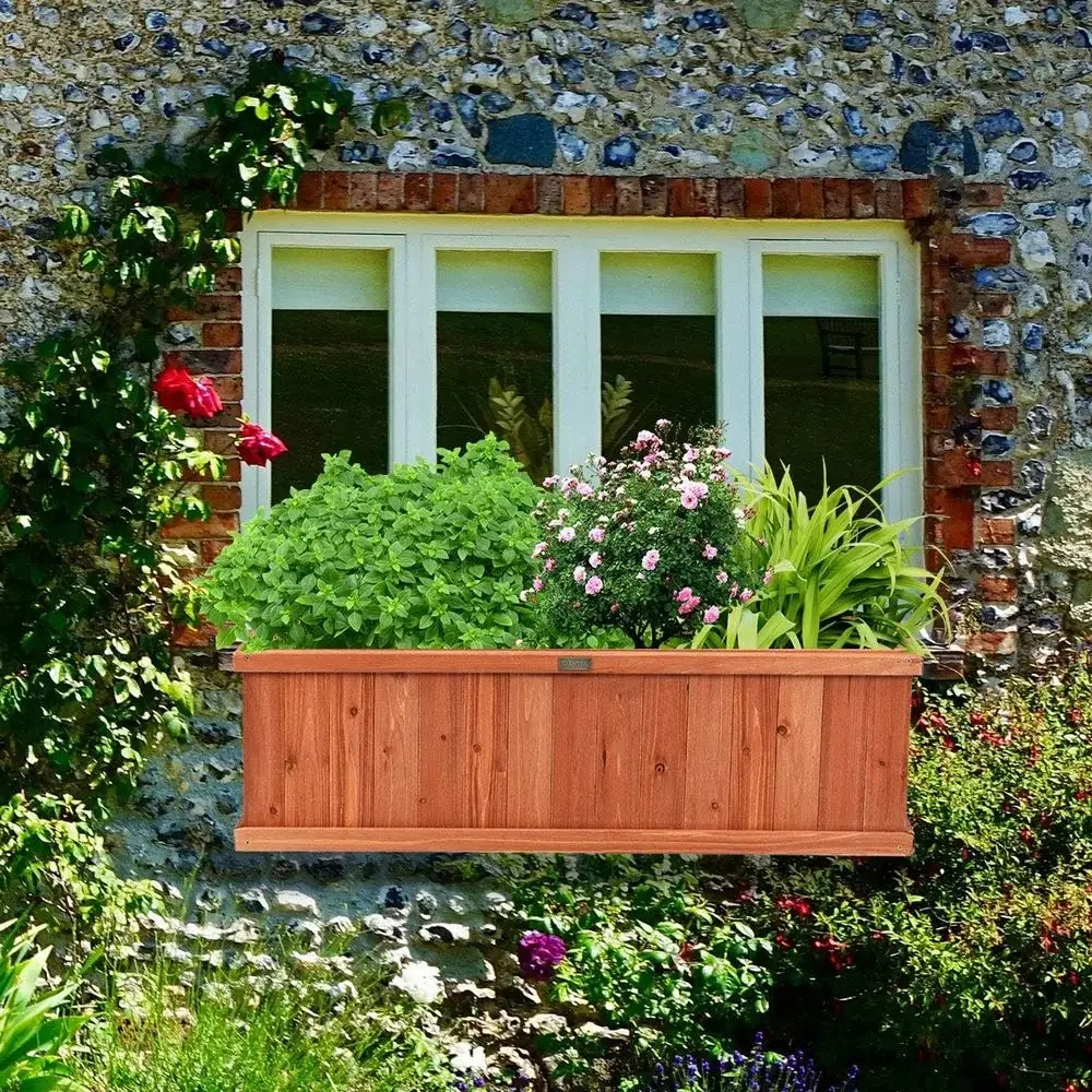 40x12 Inch Elevated Wooden Garden Bed for Vegetables and Plants