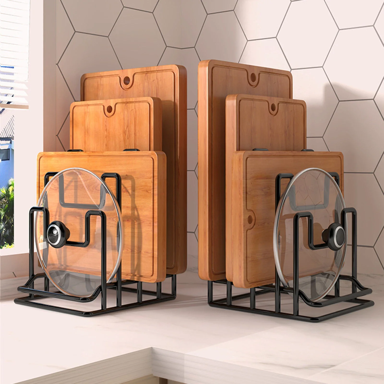 Cutting Board Holder Rack Chopping Board Organizer Stand Pots Pan Lids Rack for Plates Cabinet Restaurant Home Kitchen